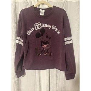 Walt Disney World Metallic Mickey Mouse Lightweight cropped Jersey Large Women